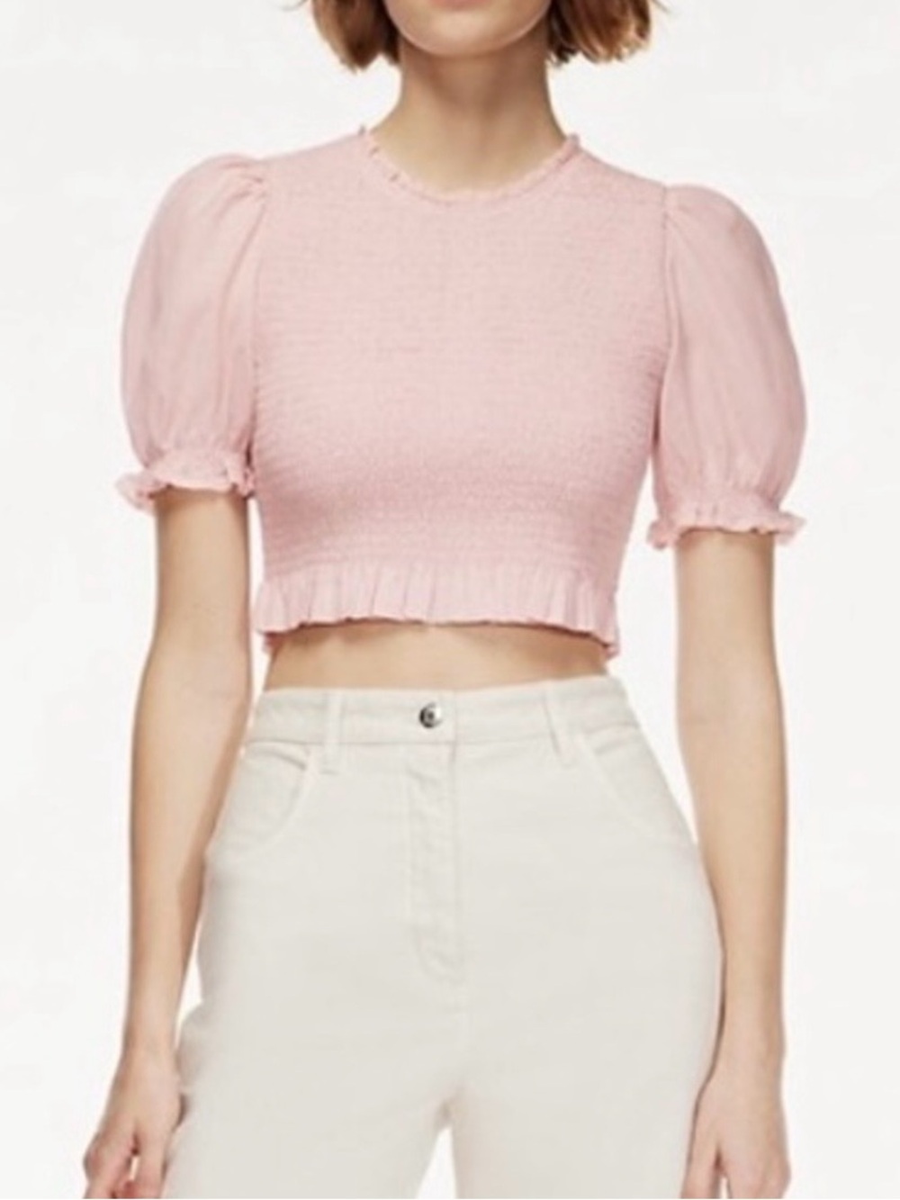 Aritzia Wilfred Tempest Short Blouse Y2K Romantic Coquette Poetic Pink 2XS